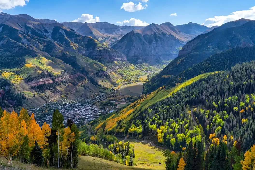 Telluride box canyon and town, San Juan Mountains